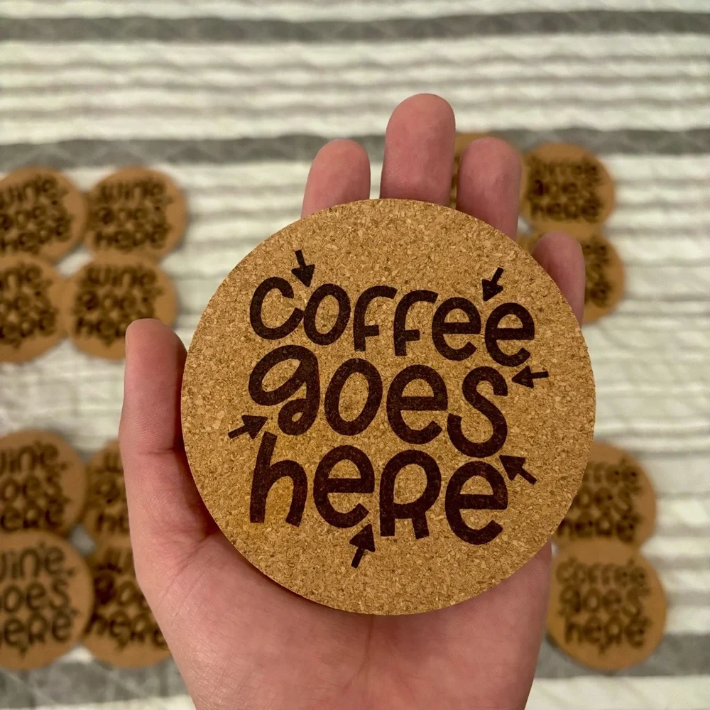 Wine & Coffee Laser Engraved Cork Coasters 12 Wine 8 Coffee Coasters